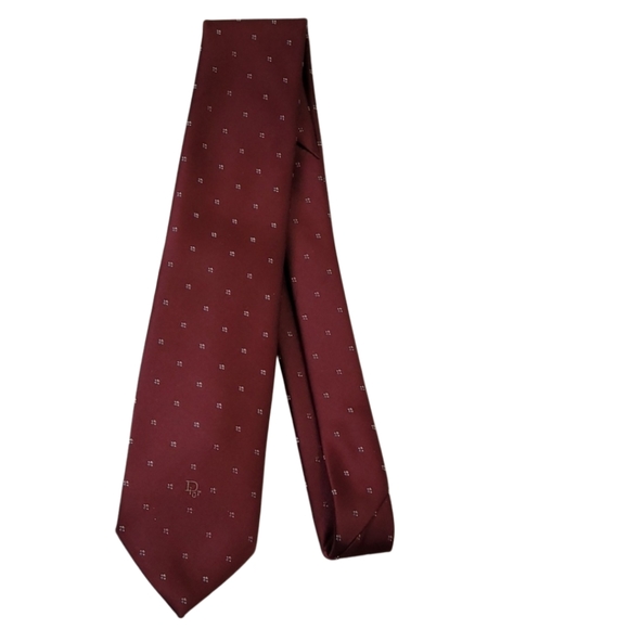 Christian Dior Tie Necktie Maroon Polyester Silk Blend 54" - Picture 5 of 6
